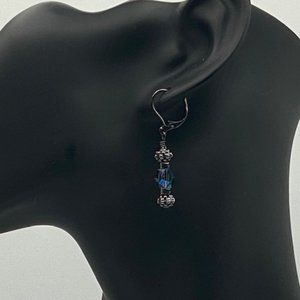 Blue Glass Crystal Earrings
